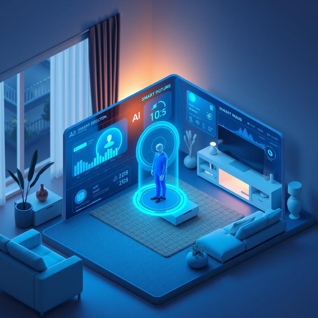 AI home security camera detecting an intruder with smart facial recognition technology