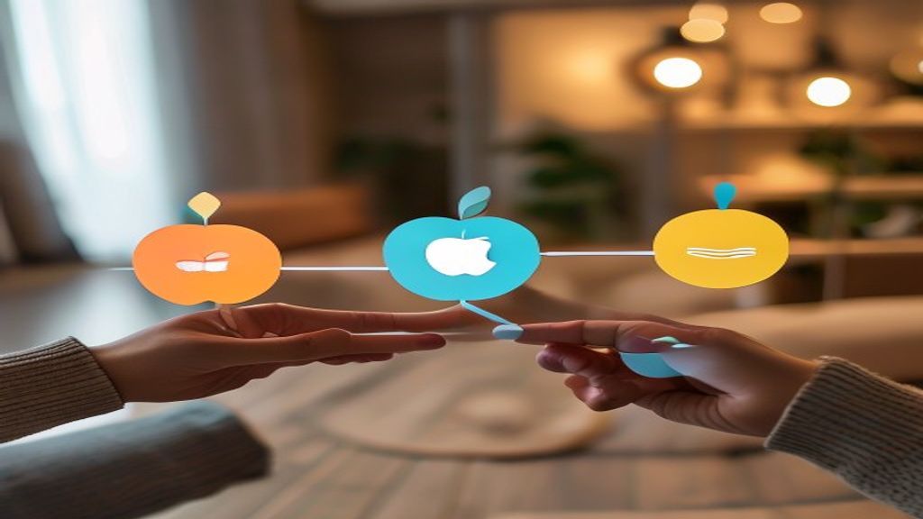 Matter smart home logo connecting Apple, Google, Amazon, and Samsung ecosystems with interoperability arrows
